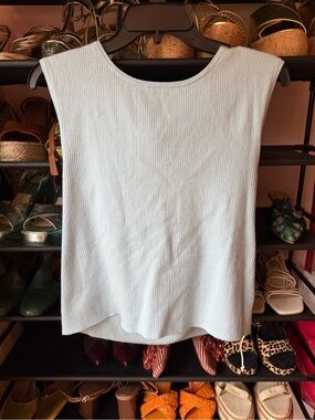 Anthropologie Light Blue Ribbed Scoop Neck Tank